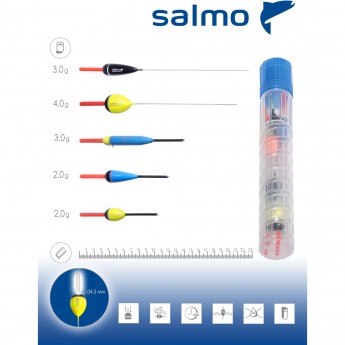 Поплавки SALMO ДЕНЬ/НОЧЬ в тубусе, 5 шт. Поплавки SALMO ДЕНЬ/НОЧЬ в тубусе, 5 шт.